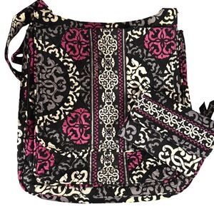 Vera Bradley Cotton Canterbury Magenta Retired Crossbody Hipster Bag Wallet Set